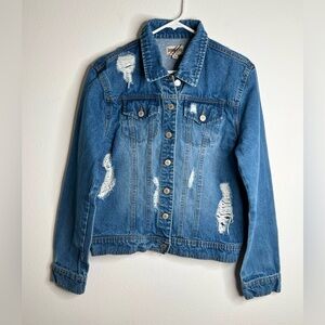 DENIMBLVD Los Angeles Distressed Denim Jacket Blue Size L